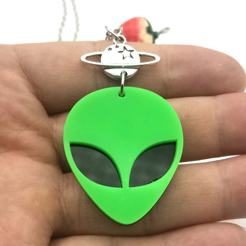 Fashion Women Alien Head Acrylic Necklace
