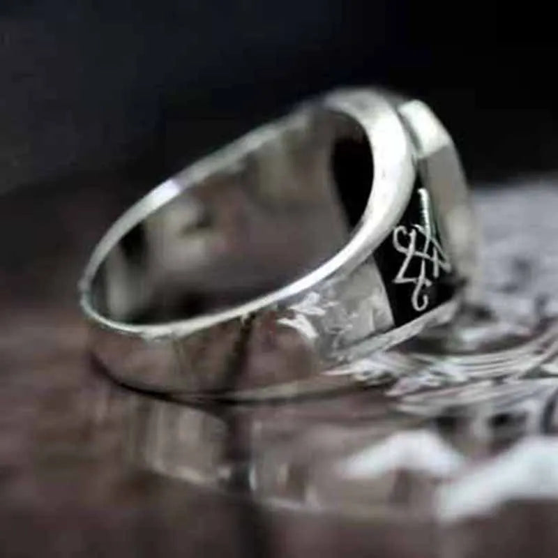 Vintage Gothic Baphomet Seal Signet Rings