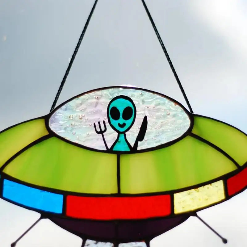 Alien UFO Sun Catcher Hangable Ornament