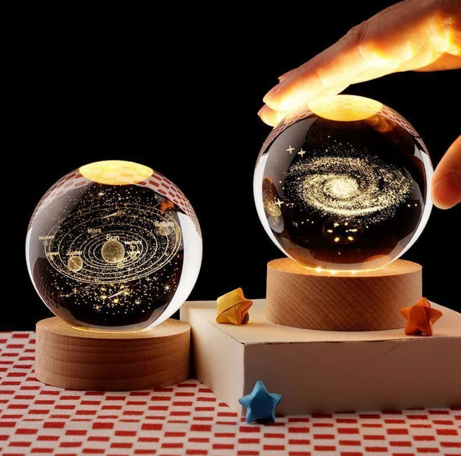 LED Night Light Galaxy Crystal Ball Table Lamp 3D Planet