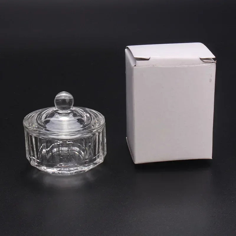 Crystal Glass Dappen Dish Cup Holder Lid Bowl