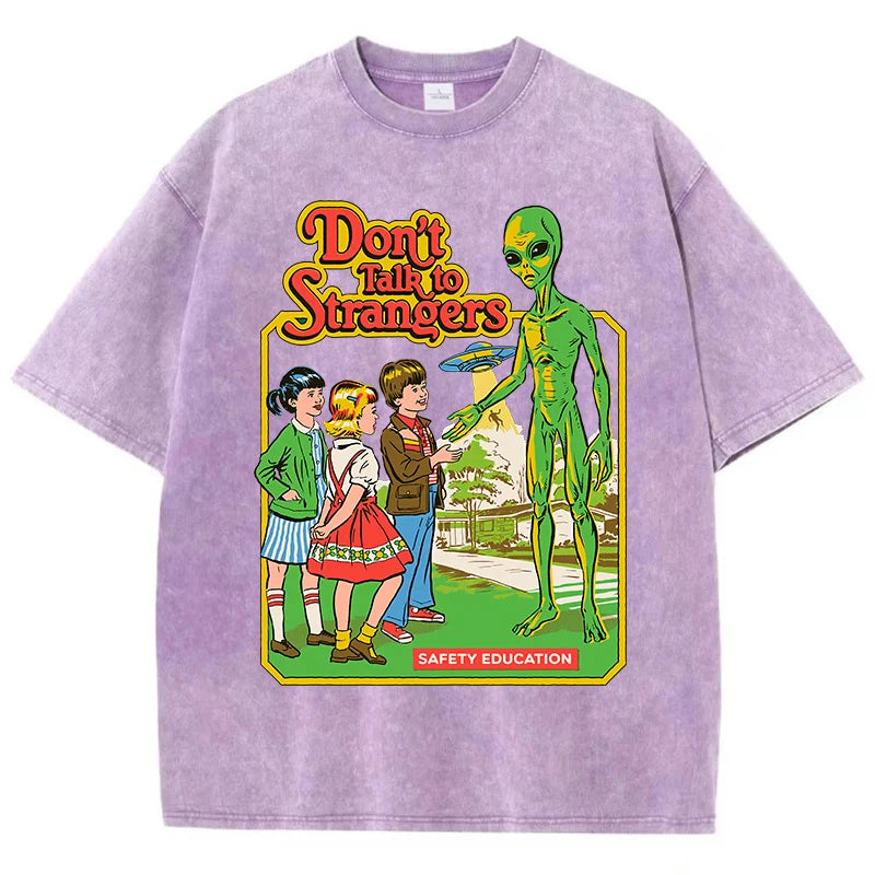 Cartoon Alien Classic Communication Print Women T-shirt