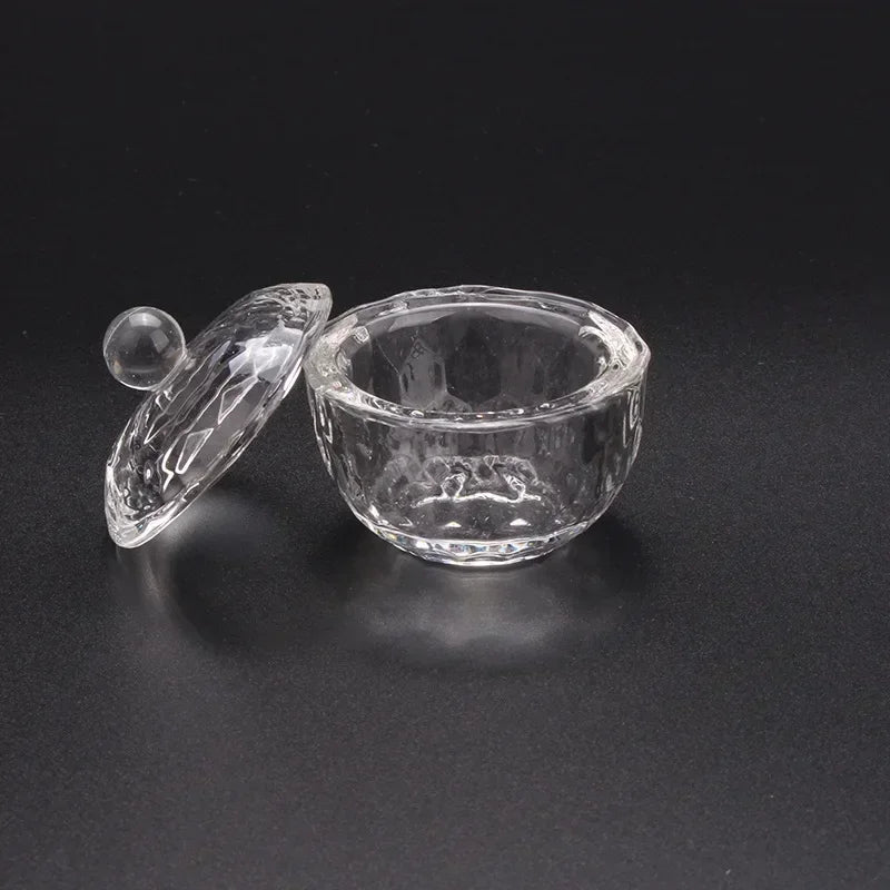 Crystal Glass Dappen Dish Cup Holder Lid Bowl