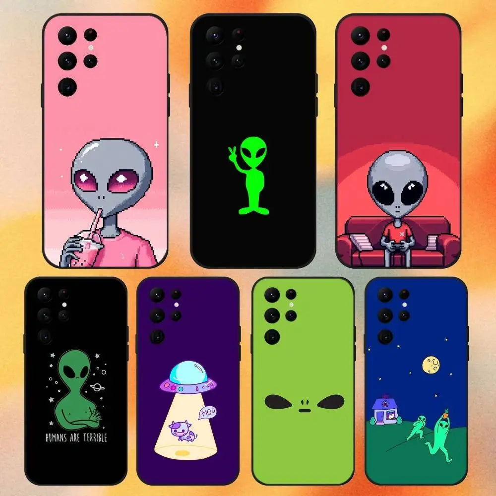 Space Alien UFO Cartoon Phone Case For Samsungs