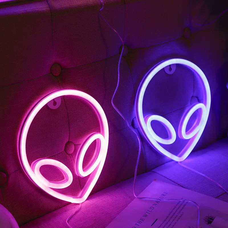 Green Alien LED Neon Night Lights Art Sign Game Room