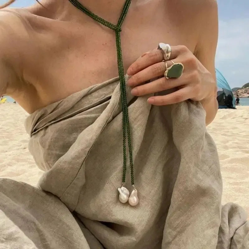 Retro Alien Irregular Baroque Pearl Pendant Necklace for Women