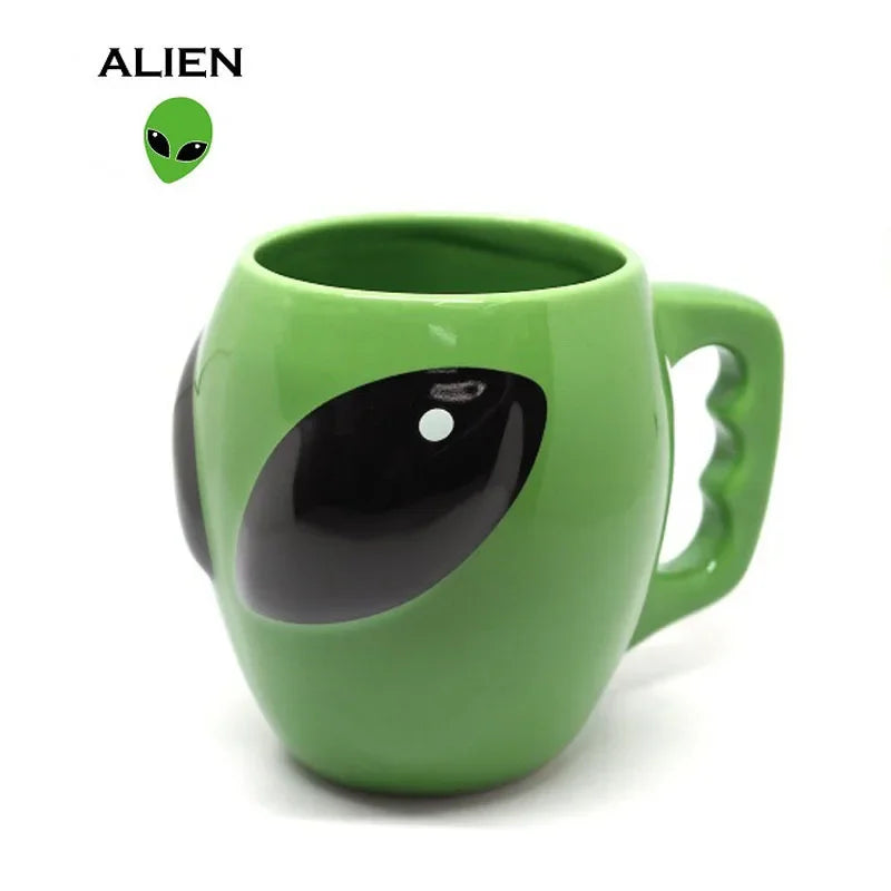 Cartoon Creative Green Alien Ceramic Cups