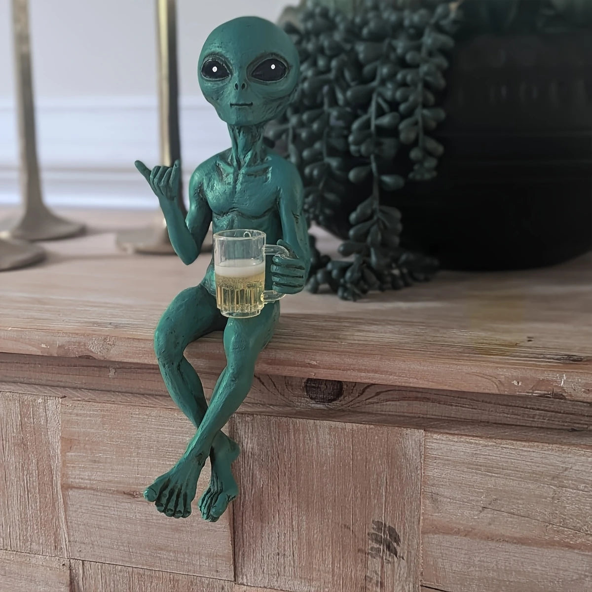 Drinking Alien Sculpture Novelty Alien Collectibles