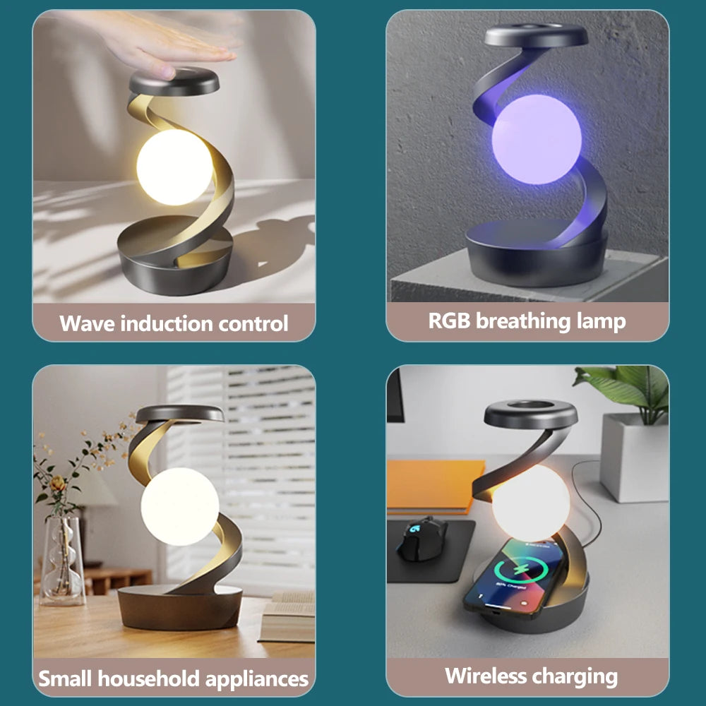 LED 360° Rotating Night Light With Wireless Charger