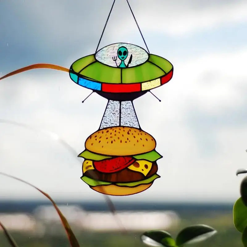 Alien UFO Sun Catcher Hangable Ornament