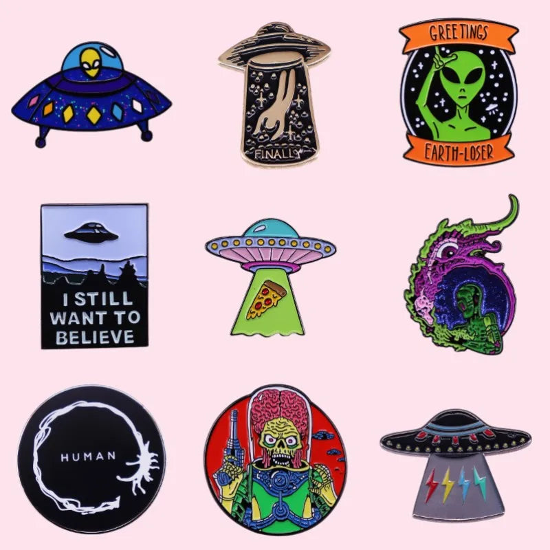 Creative Alien UFO Enamel Brooch Cartoon Pin