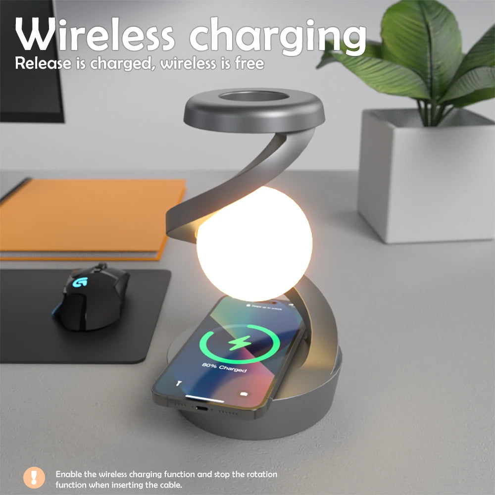 LED 360° Rotating Night Light With Wireless Charger