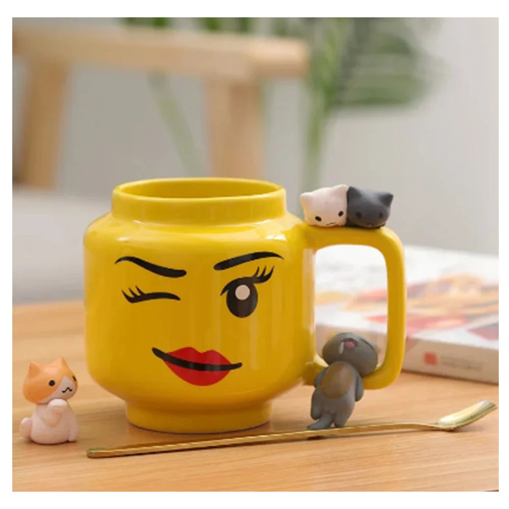 Cartoon Ceramic Mug Cup 250ML with Cute Impish Expression