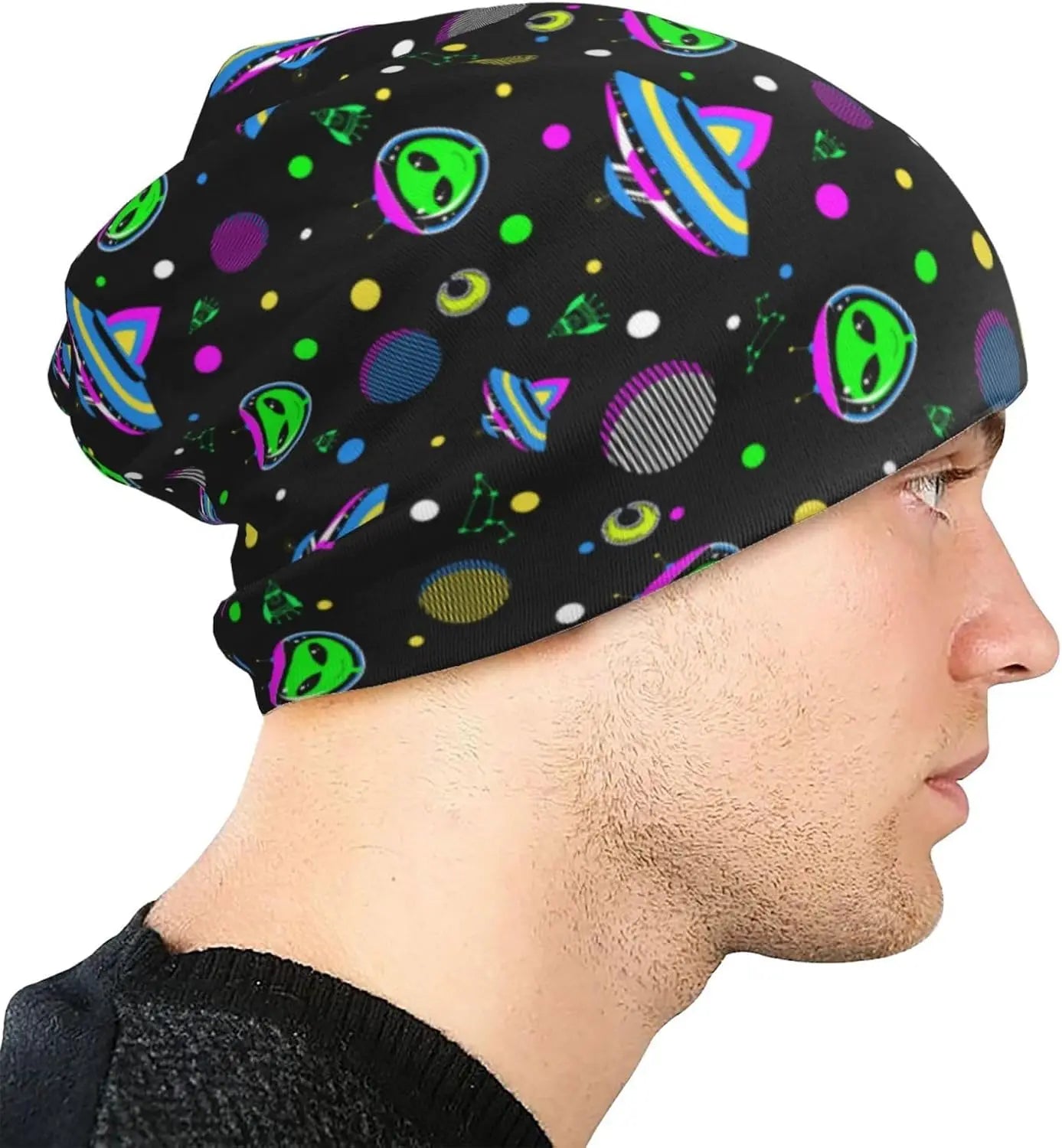 Aliens Space UFO Beanie Hat Chemo Headwear Slouchy