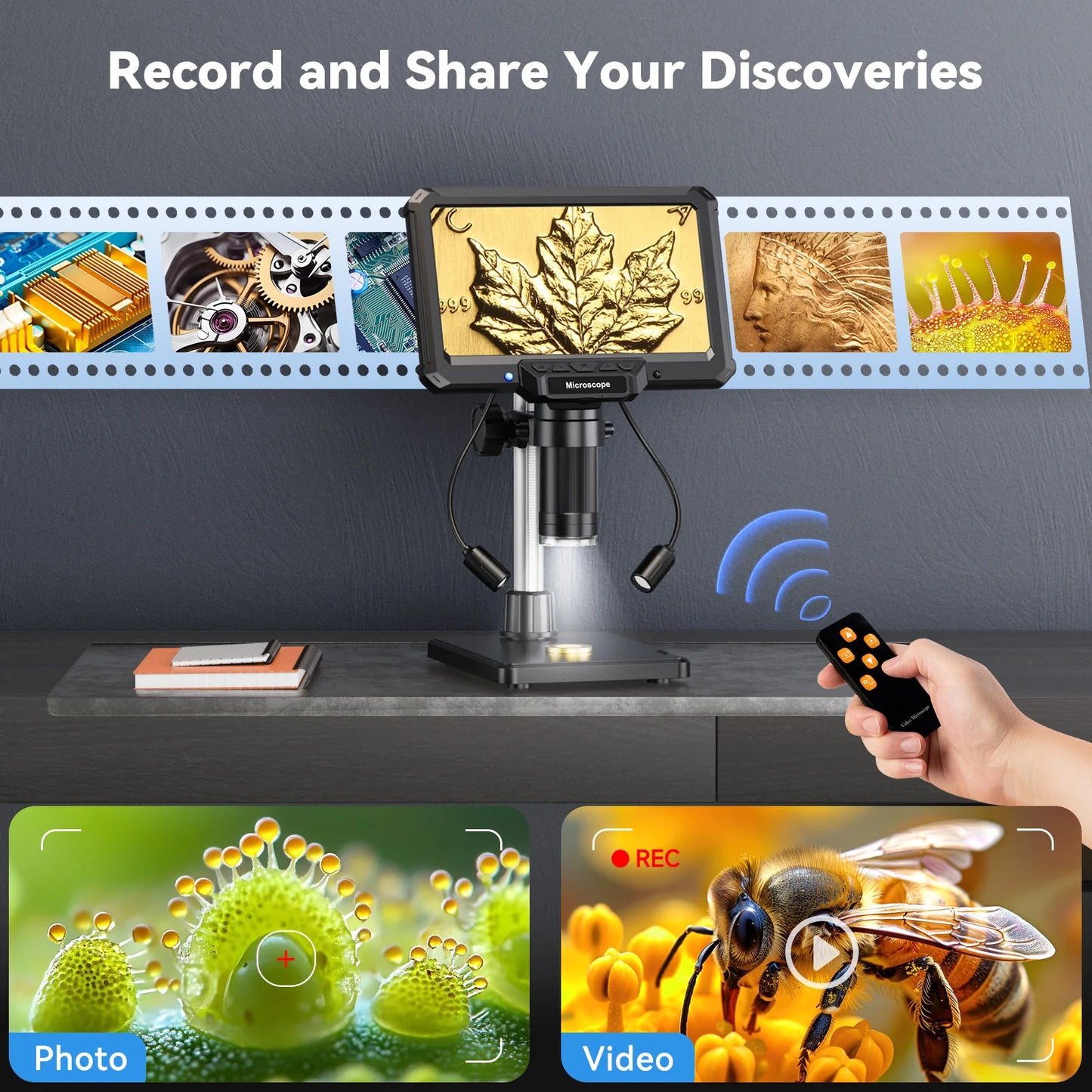 7inch Digital Microscope 1200X Magnification for Coins