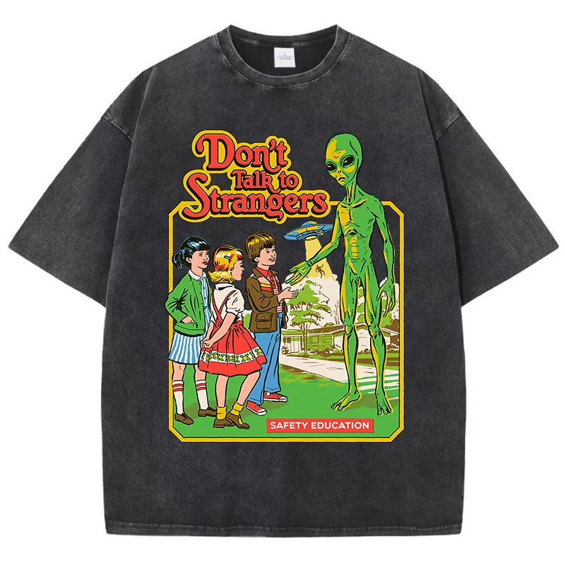 Cartoon Alien Classic Communication Print Women T-shirt