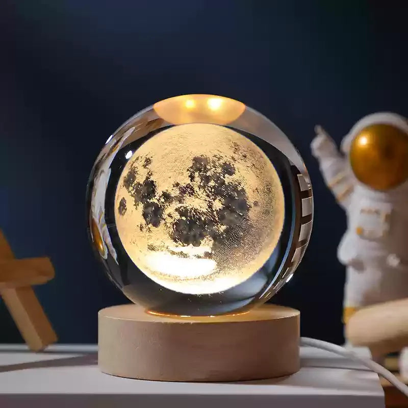 LED Night Light Galaxy Crystal Ball Table Lamp 3D Planet