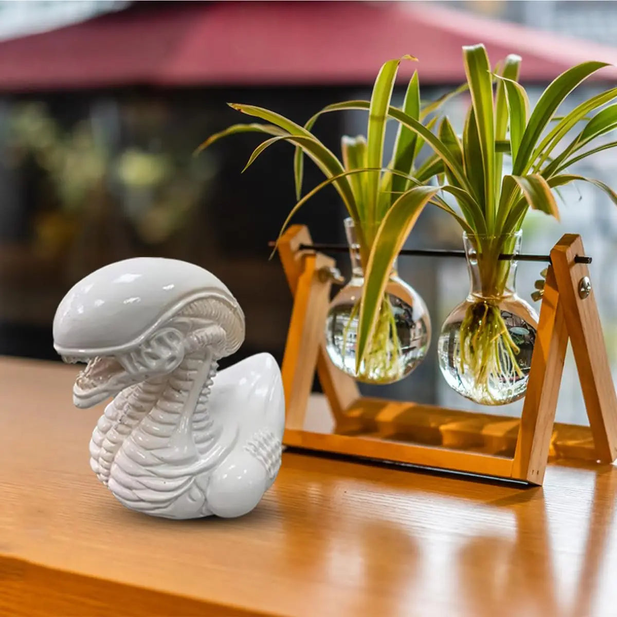 Gothic Resin Duck Figurine - Dark Alien Decor,