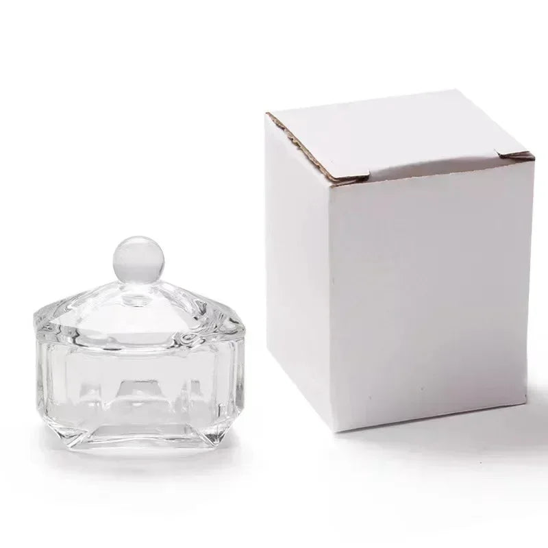 Crystal Glass Dappen Dish Cup Holder Lid Bowl