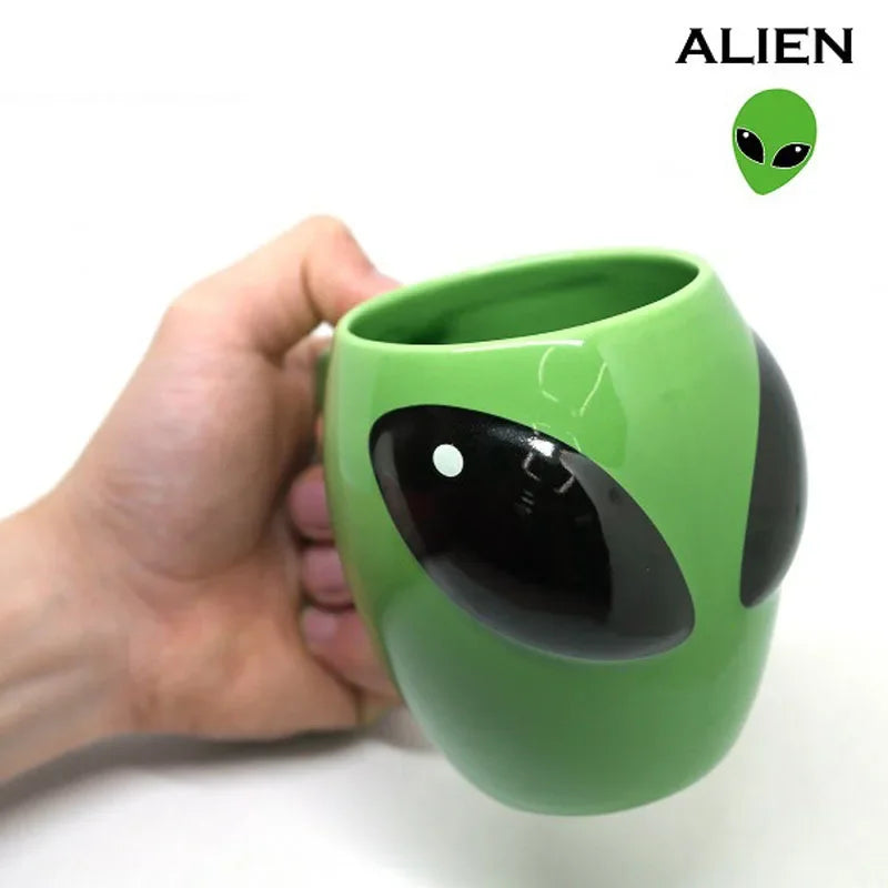 Cartoon Creative Green Alien Ceramic Cups