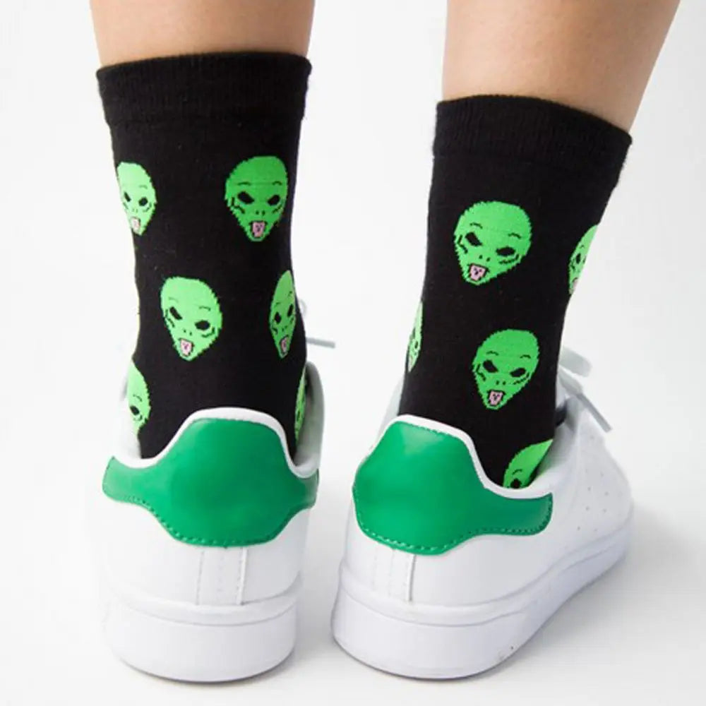 Unisex Summer Fashion Cartoon Cat Art Funny Alien Planet Socks
