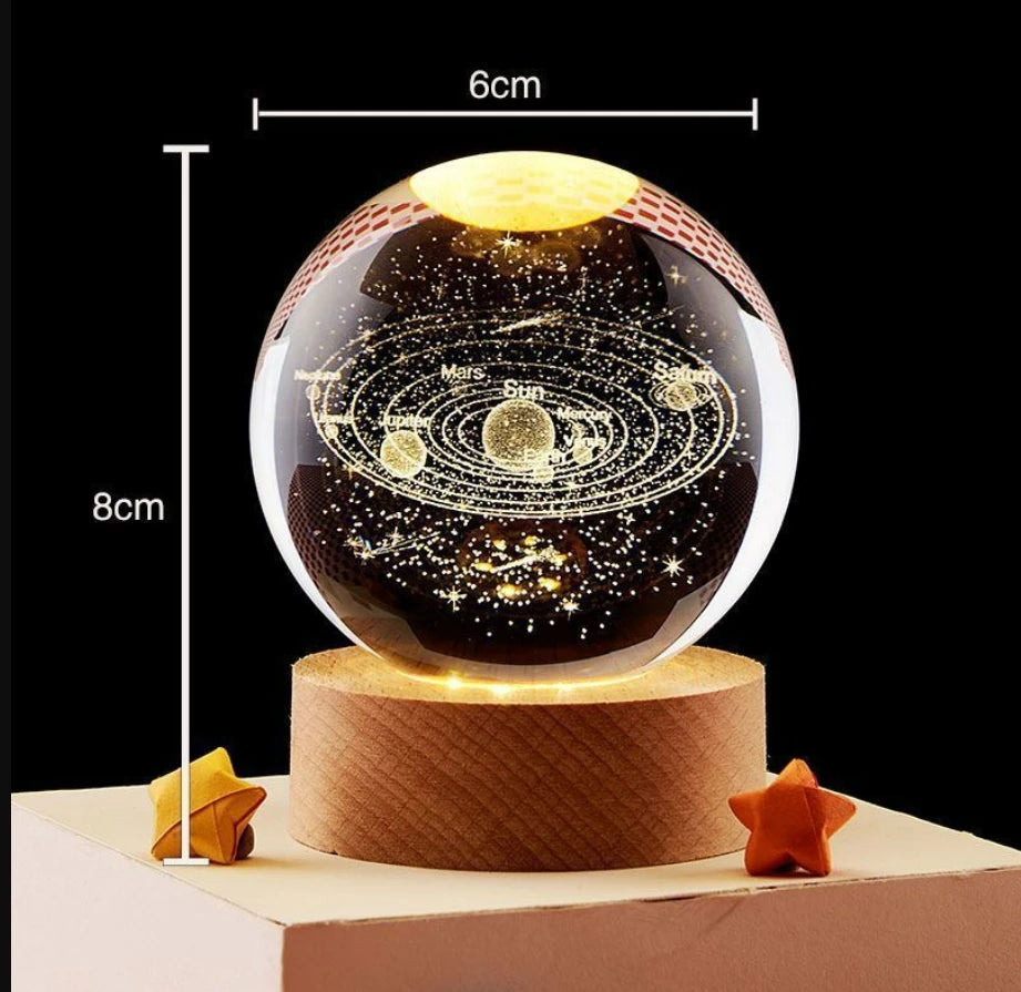 LED Night Light Galaxy Crystal Ball Table Lamp 3D Planet