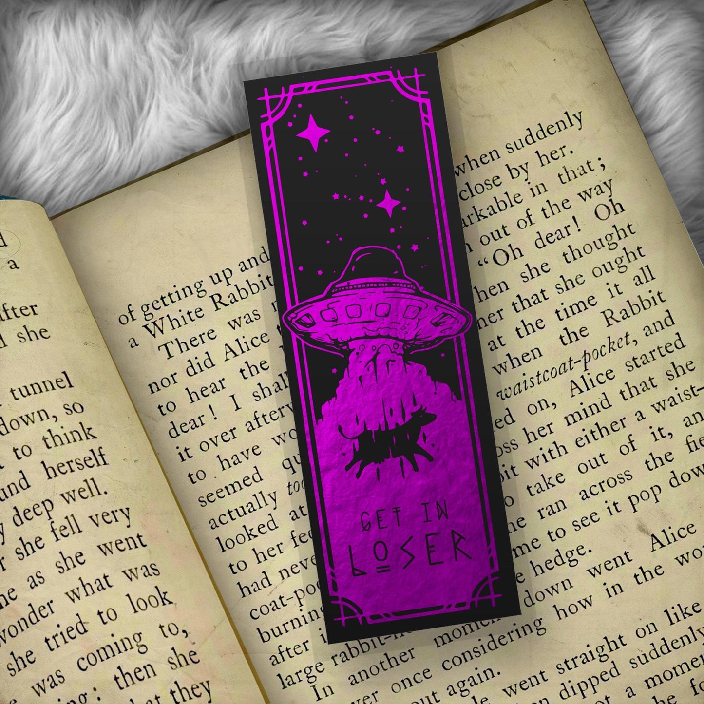UFO Alien and Cow Funny Quote Foil Art Bookmark
