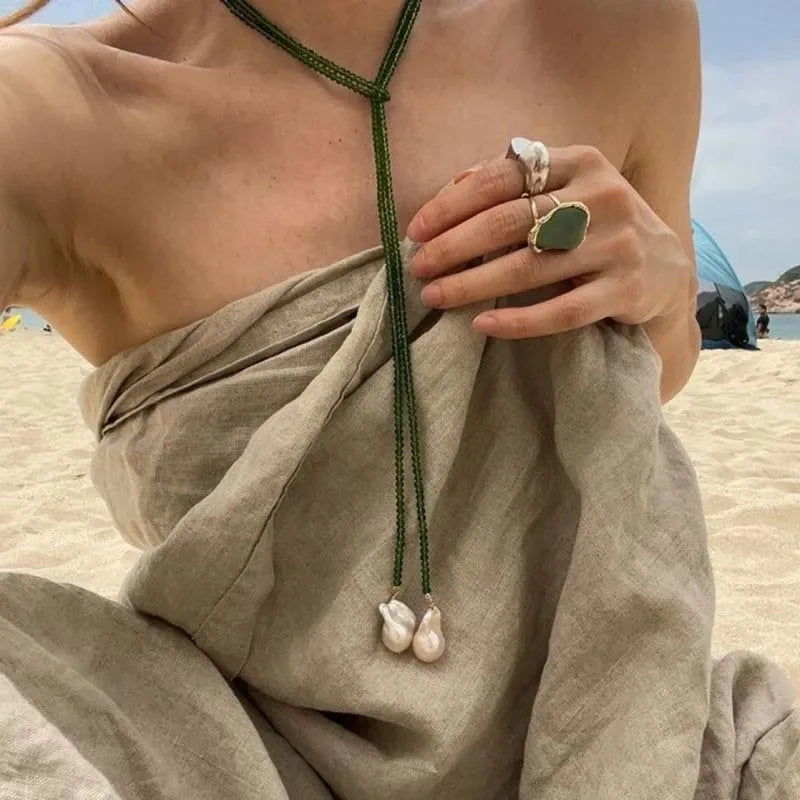 Retro Alien Irregular Baroque Pearl Pendant Necklace for Women