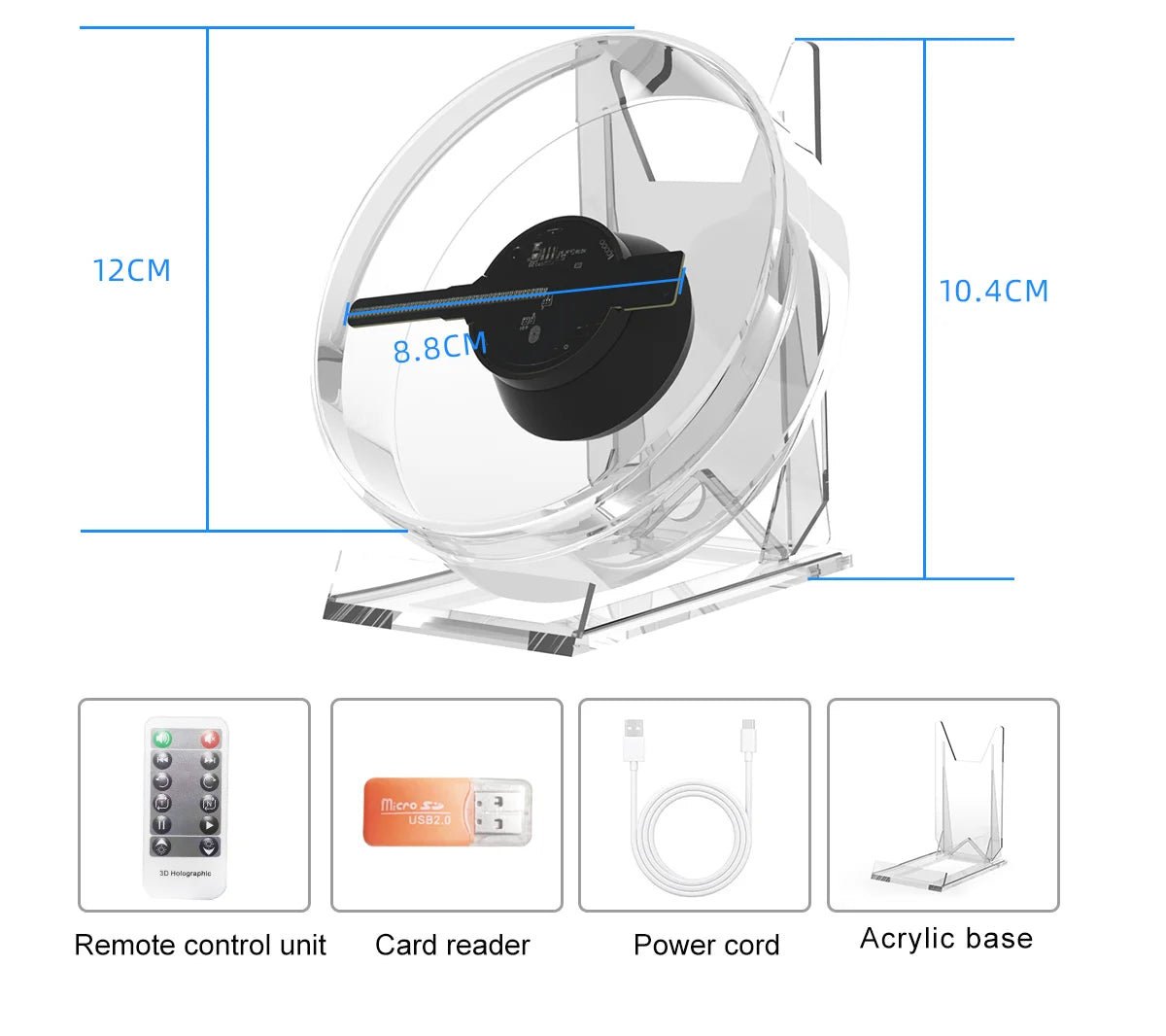 3D Hologram Fan Mini 3D Holographic Projector Advertising Display Light HD Holographic Projector