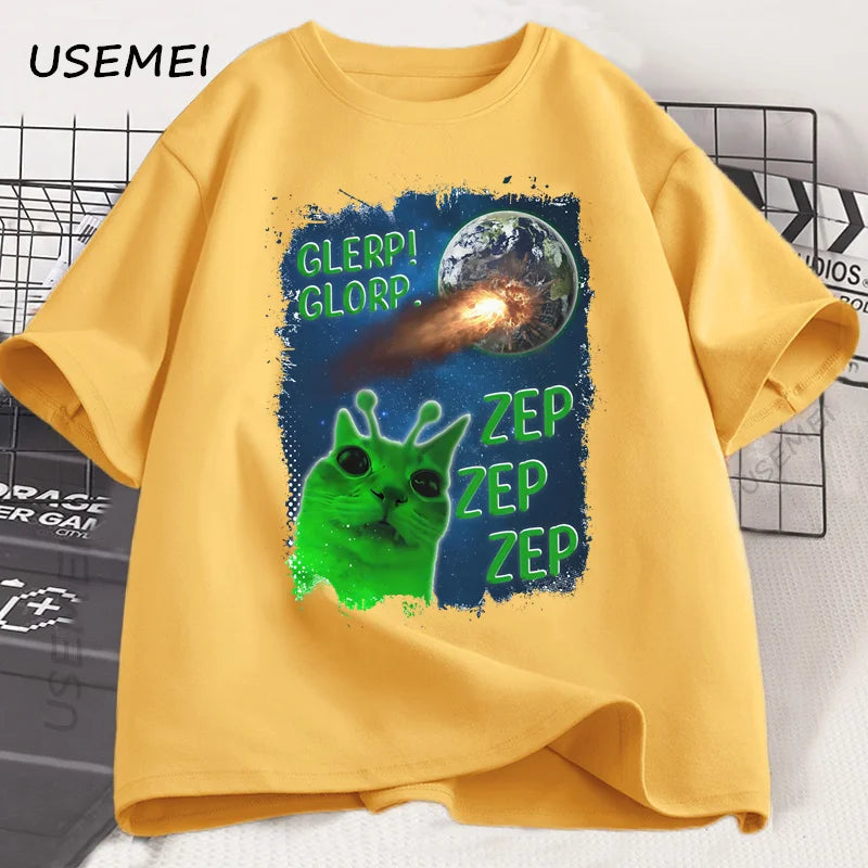 Funny Alien Cat T-Shirt Men Women