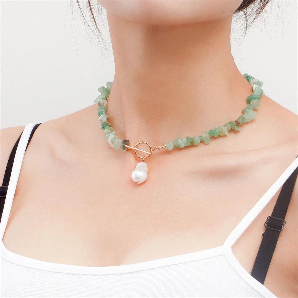 Large Alien Pearl OT Buckle Necklace for Women's