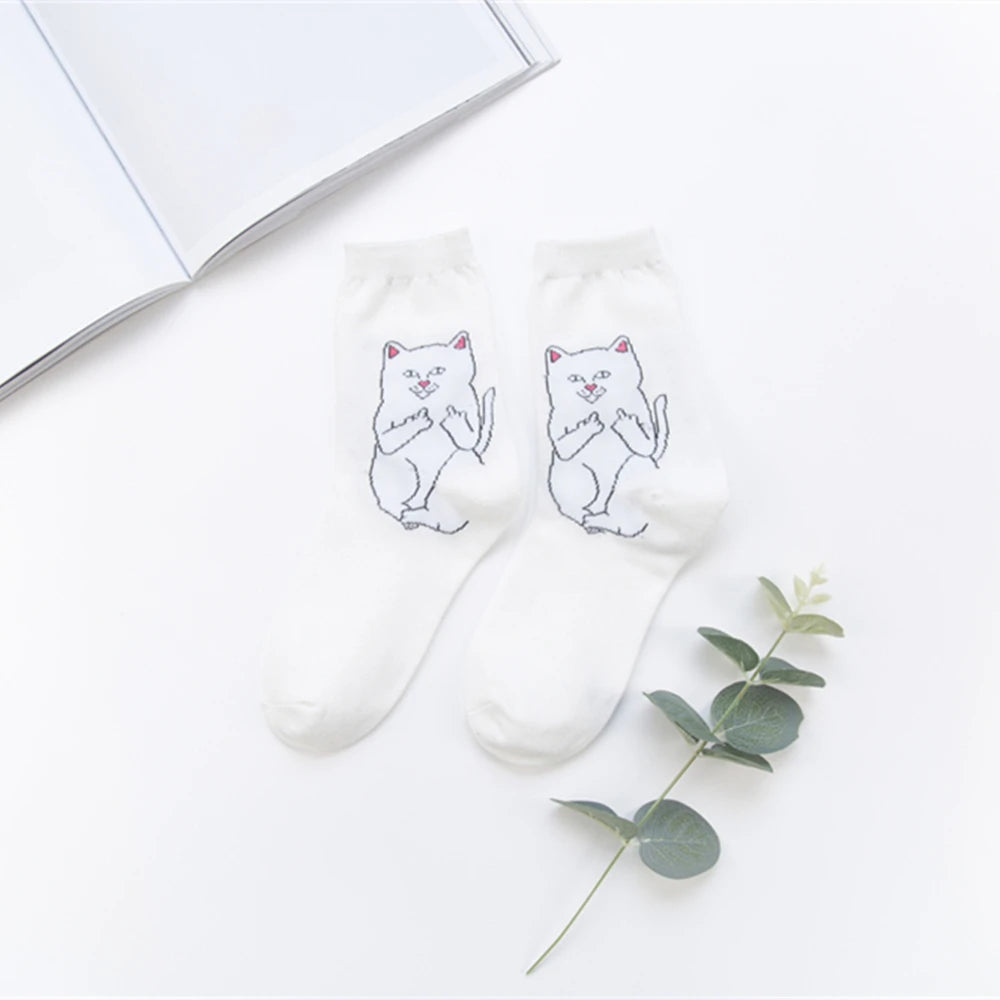 Unisex Summer Fashion Cartoon Cat Art Funny Alien Planet Socks