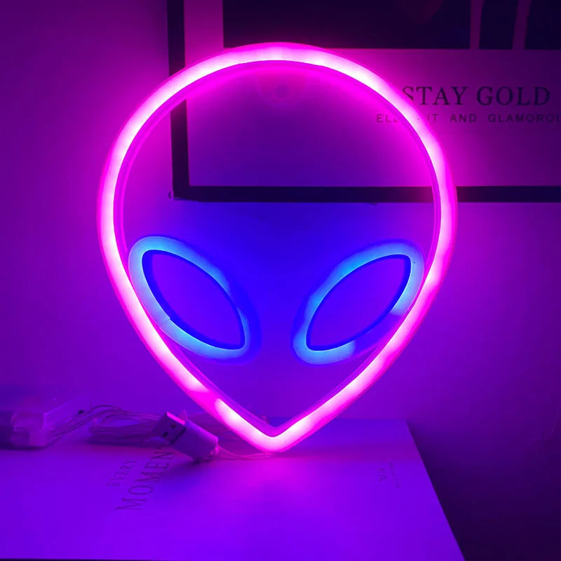 Green Alien LED Neon Night Lights Art Sign Game Room