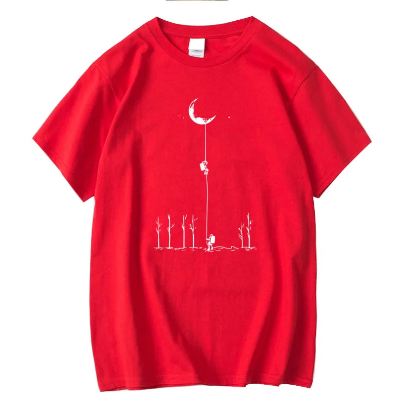 Astronaut Print Casual Loose O-neck for Men T-shirt