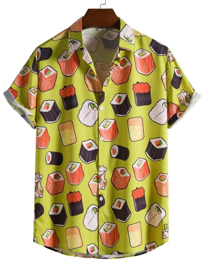 Men's Astronaut Printed Hawaii Short Sleeved Shirt