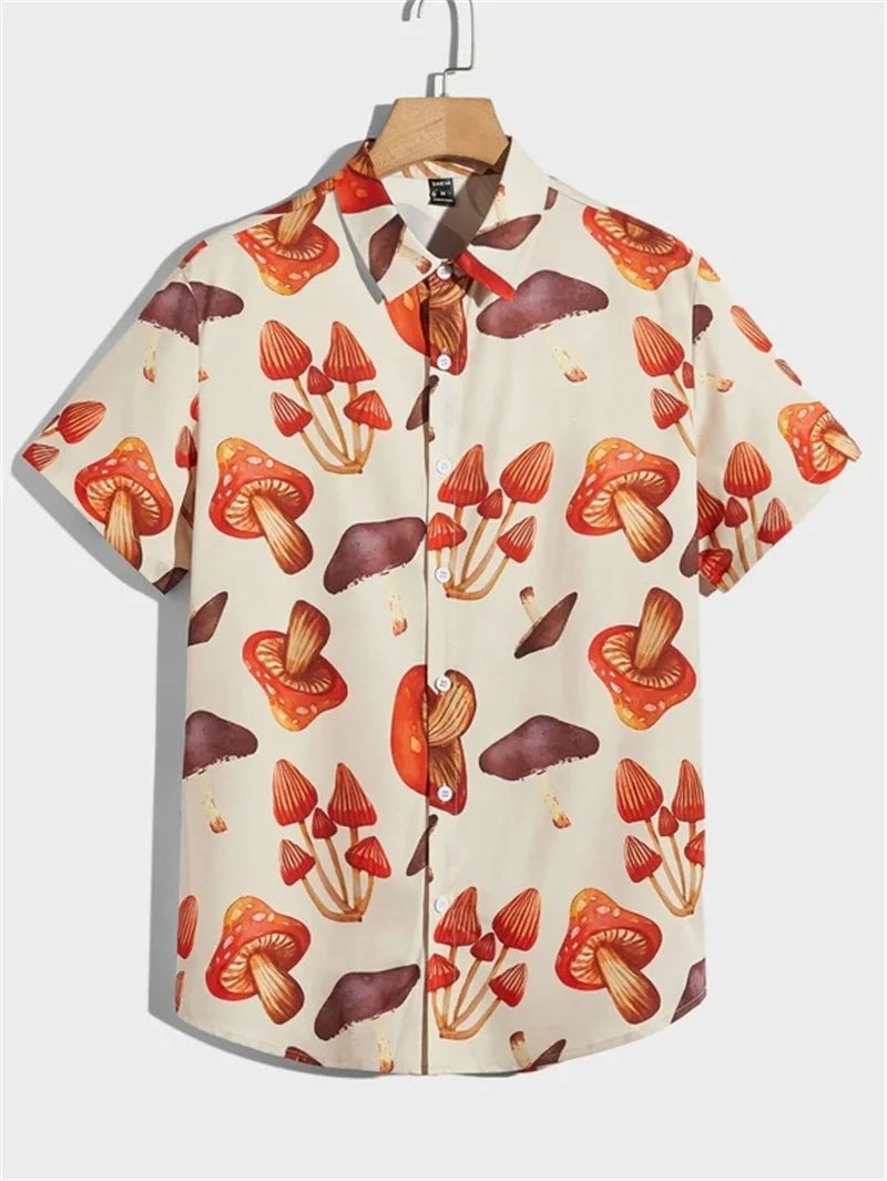Men's Astronaut Printed Hawaii Short Sleeved Shirt