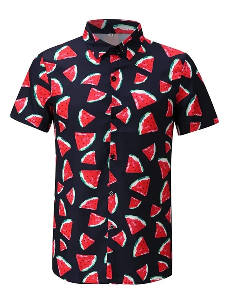Men's Astronaut Printed Hawaii Short Sleeved Shirt