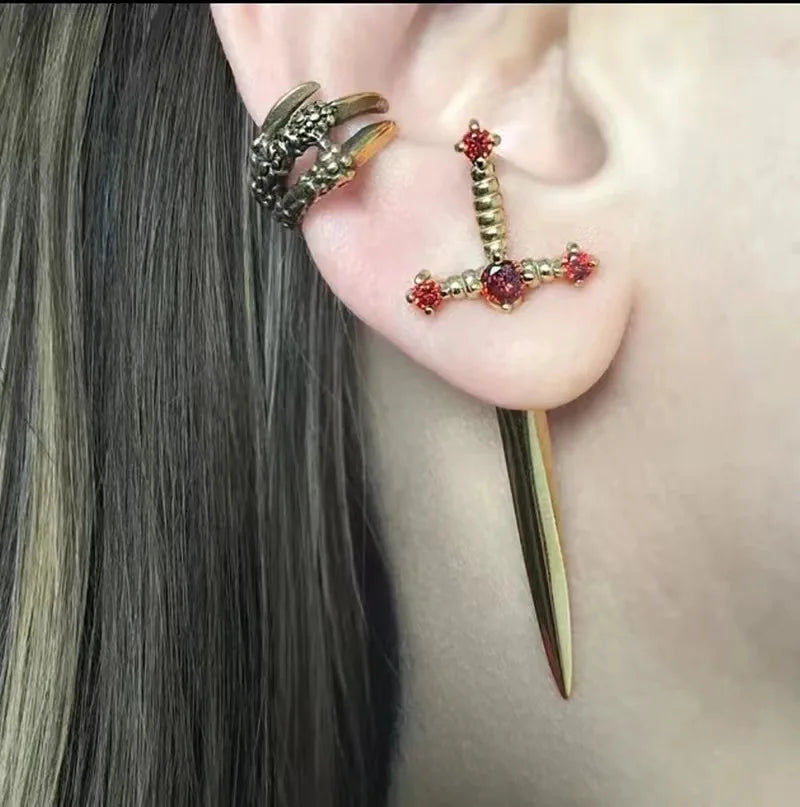 Kiss Jewelry Punk Sword Gothic Kinitial Piercing Earrings for Women Men