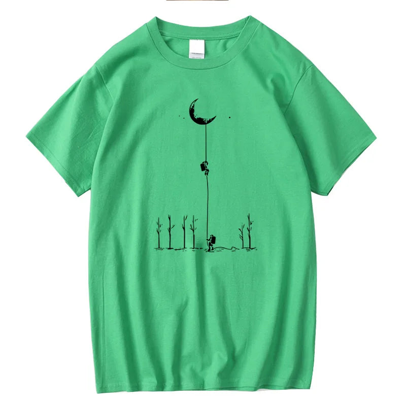 Astronaut Print Casual Loose O-neck for Men T-shirt