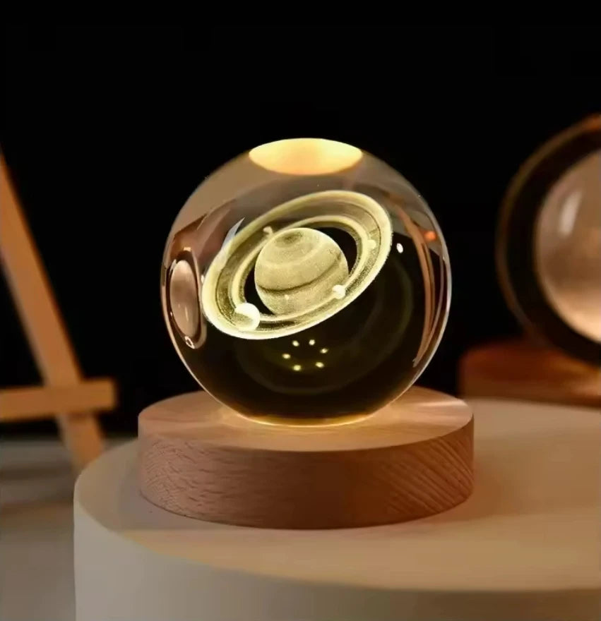 LED Night Light Galaxy Crystal Ball Table Lamp 3D Planet