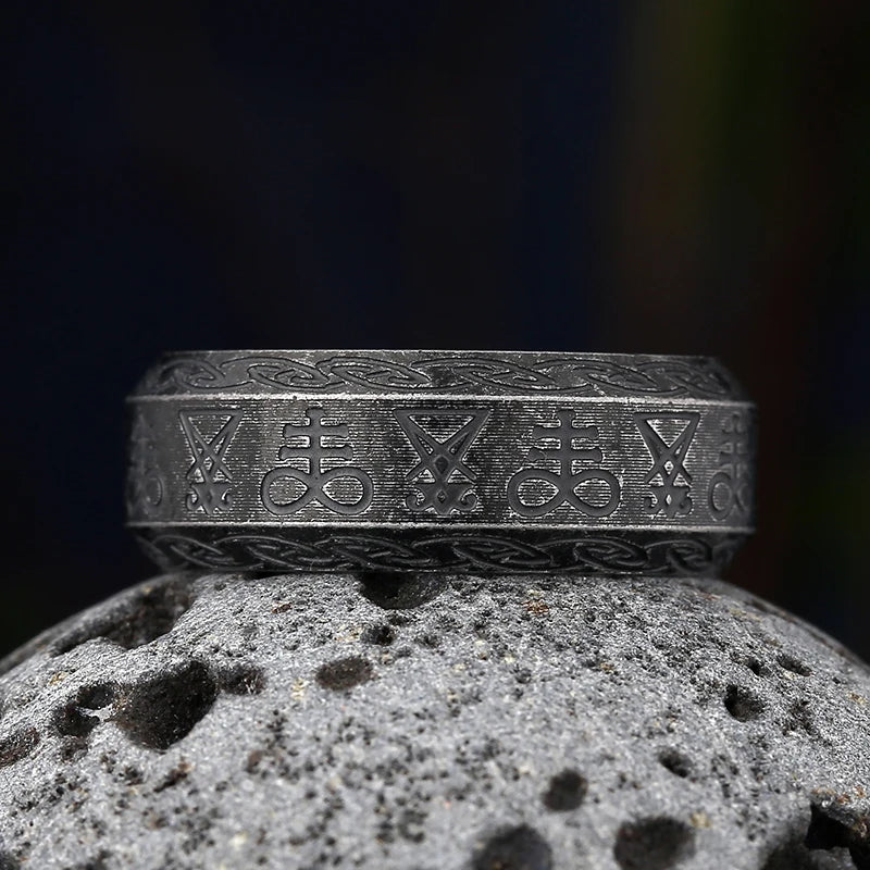 Vintage Gothic Baphomet Seal Signet Rings
