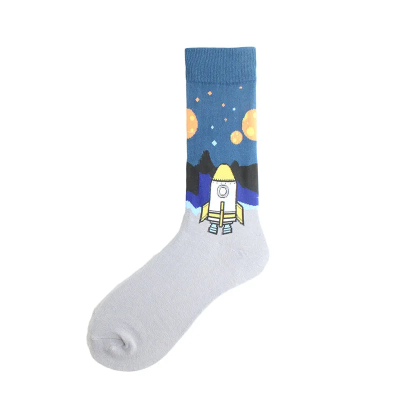 Painting Style Astronaut Men's Socks