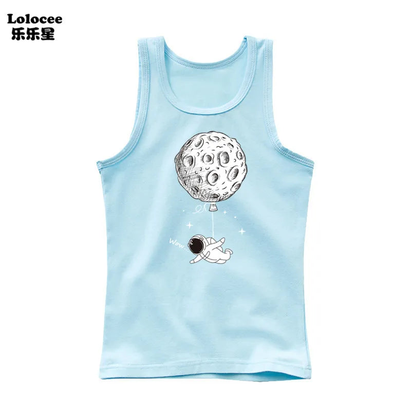 Funny Astronaut Graphic Print Tees O-Neck