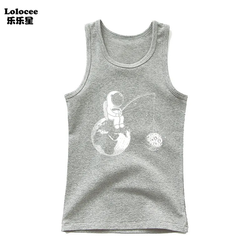 Funny Astronaut Graphic Print Tees O-Neck