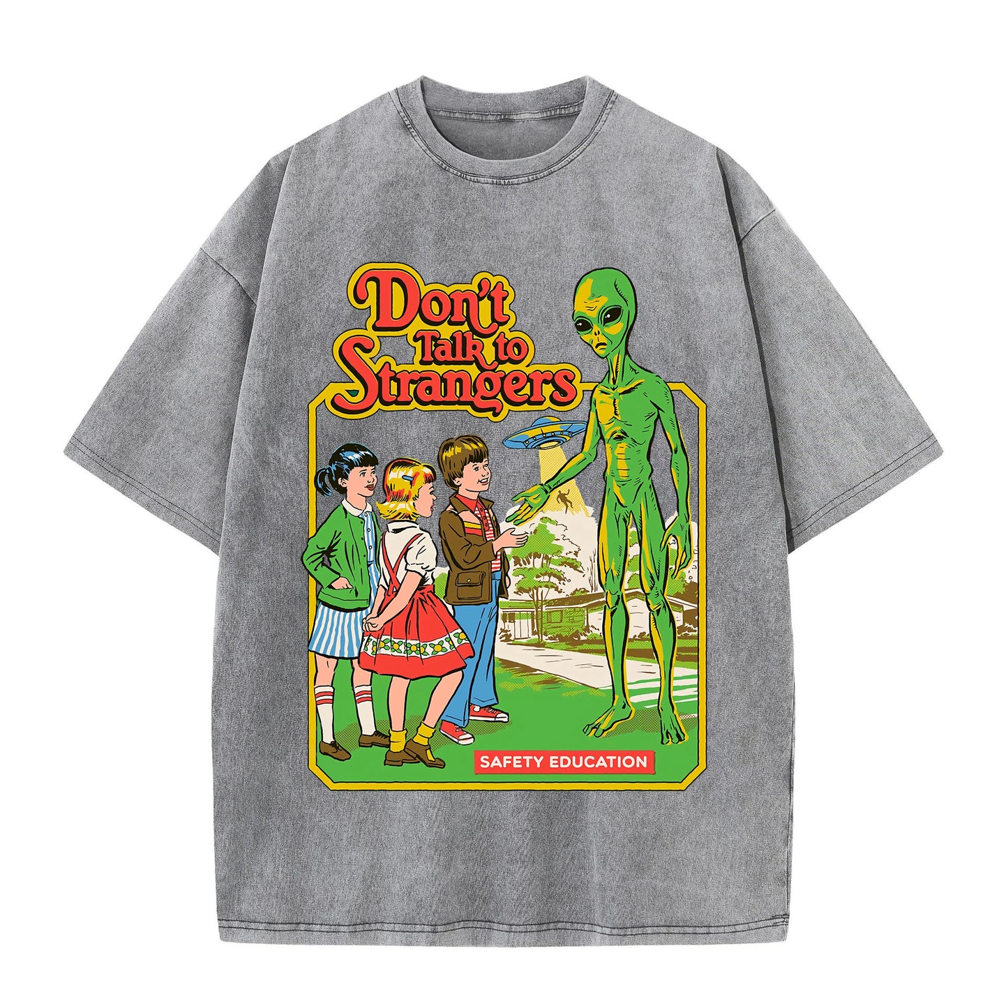 Cartoon Alien Classic Communication Print Women T-shirt