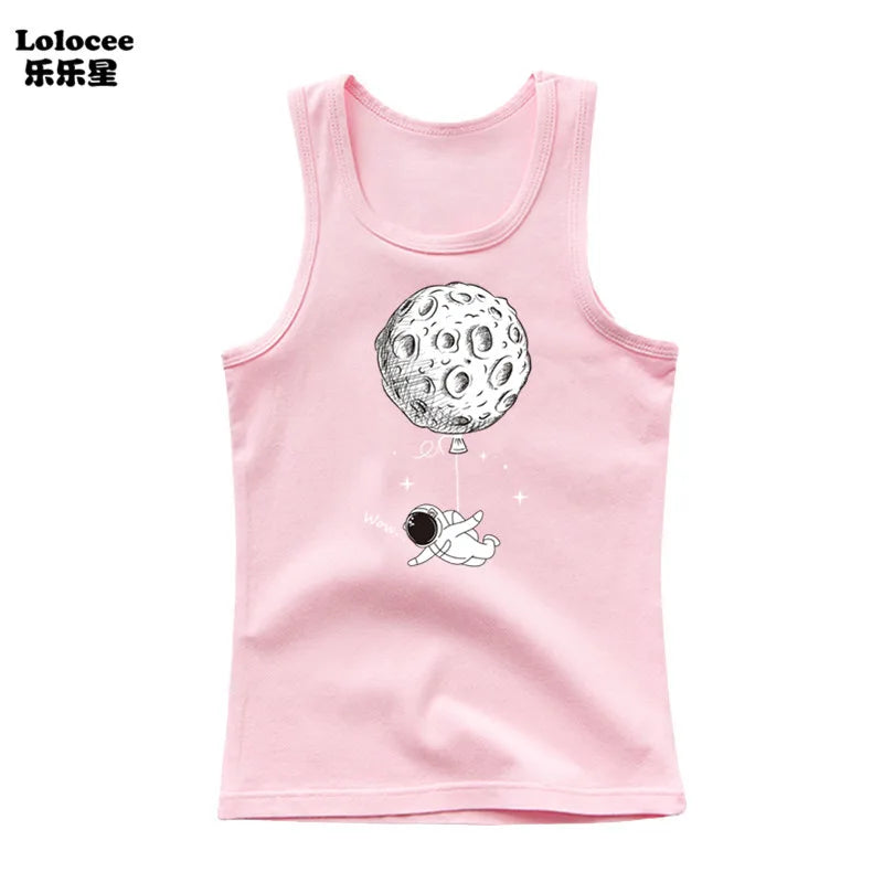 Funny Astronaut Graphic Print Tees O-Neck