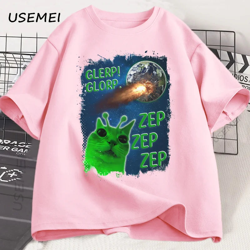 Funny Alien Cat T-Shirt Men Women