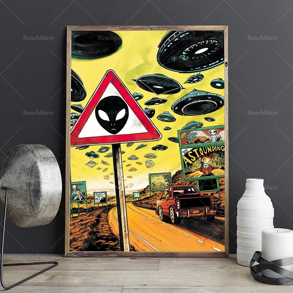 UFO Poster/UFO Alien Poster/Alien Scream Poster