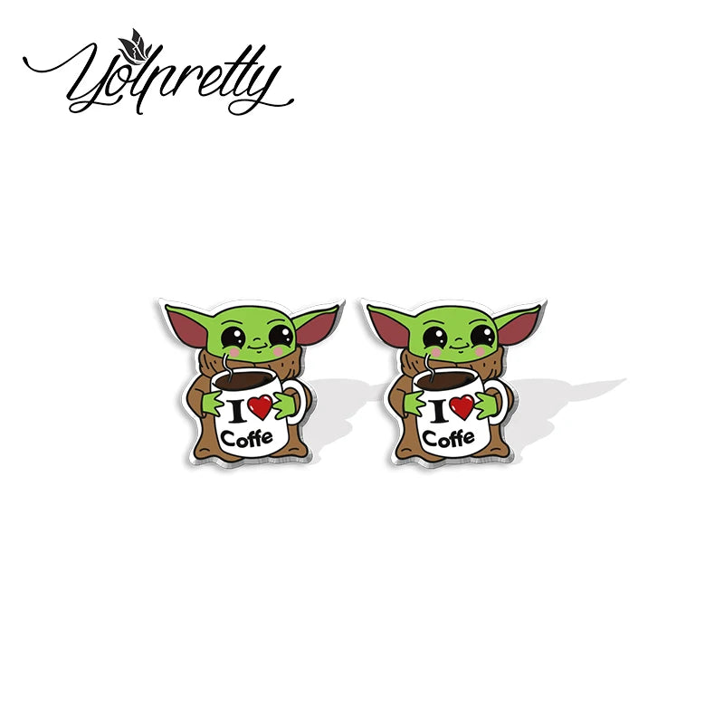 Cute Green Space Alien Baby Earrings