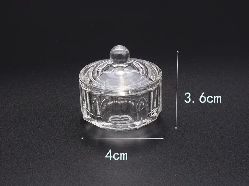 Crystal Glass Dappen Dish Cup Holder Lid Bowl